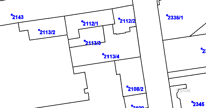 Parcela st. 2113/4 v KÚ Rumburk, Katastrální mapa