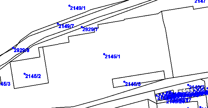Parcela st. 2145/1 v KÚ Rumburk, Katastrální mapa