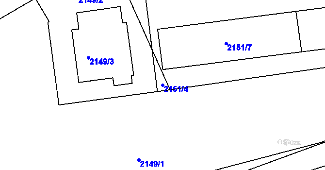 Parcela st. 2151/4 v KÚ Rumburk, Katastrální mapa