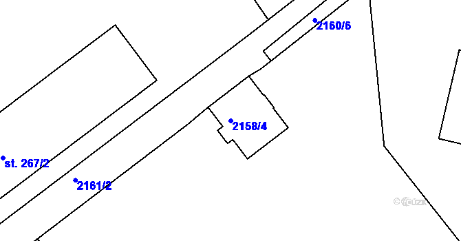 Parcela st. 2158/4 v KÚ Rumburk, Katastrální mapa