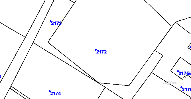 Parcela st. 2172 v KÚ Rumburk, Katastrální mapa