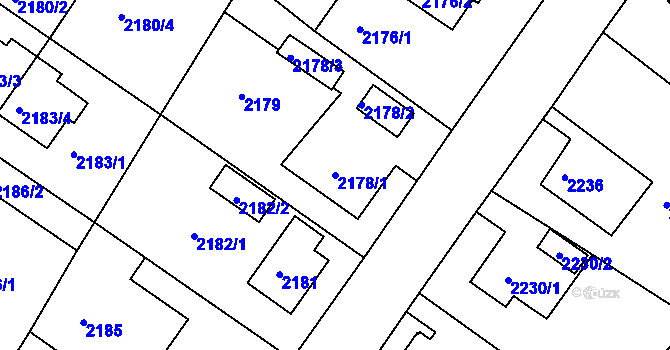 Parcela st. 2178/1 v KÚ Rumburk, Katastrální mapa