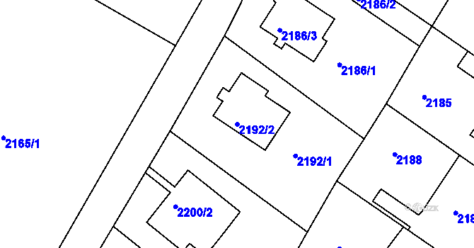 Parcela st. 2192/2 v KÚ Rumburk, Katastrální mapa