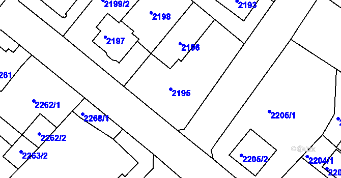 Parcela st. 2195 v KÚ Rumburk, Katastrální mapa