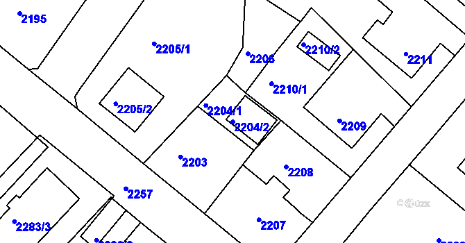 Parcela st. 2204/2 v KÚ Rumburk, Katastrální mapa