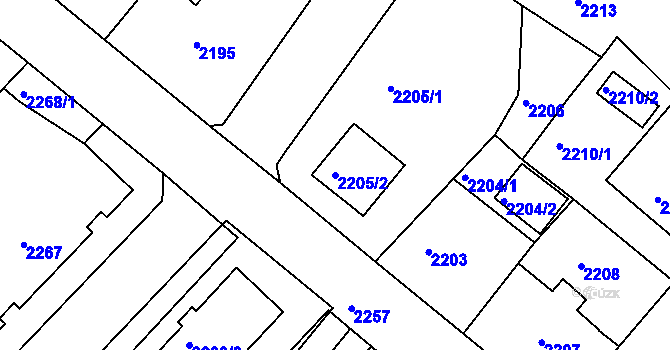 Parcela st. 2205/2 v KÚ Rumburk, Katastrální mapa