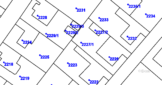 Parcela st. 2227/1 v KÚ Rumburk, Katastrální mapa
