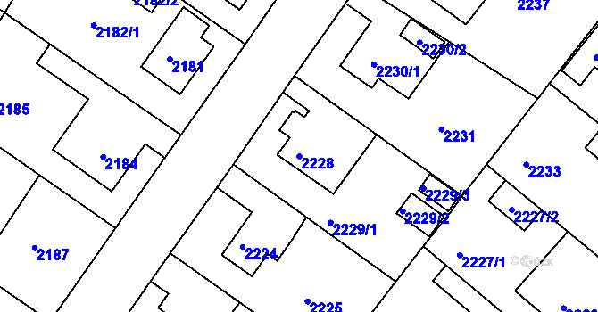 Parcela st. 2228 v KÚ Rumburk, Katastrální mapa