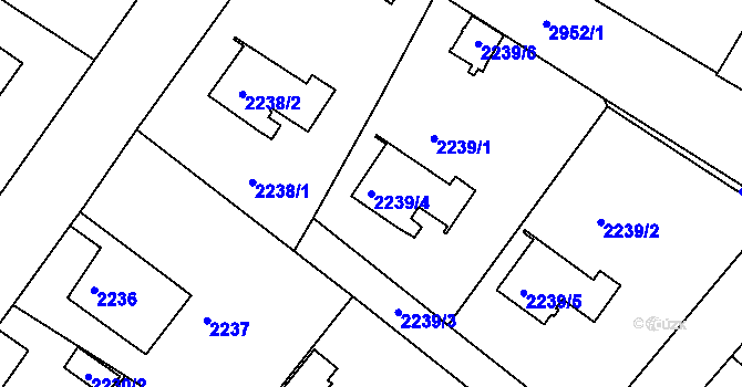 Parcela st. 2239/4 v KÚ Rumburk, Katastrální mapa