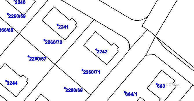 Parcela st. 2242 v KÚ Rumburk, Katastrální mapa