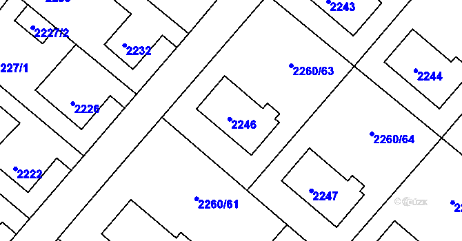 Parcela st. 2246 v KÚ Rumburk, Katastrální mapa