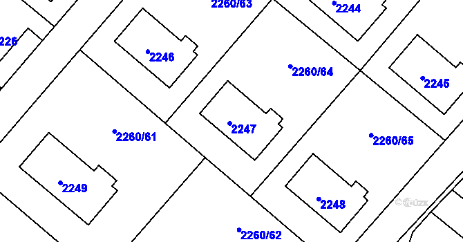 Parcela st. 2247 v KÚ Rumburk, Katastrální mapa