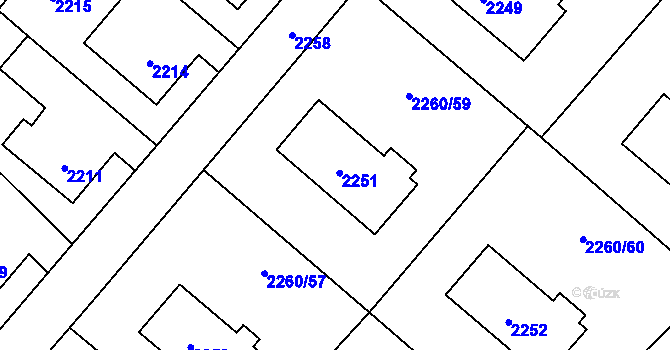 Parcela st. 2251 v KÚ Rumburk, Katastrální mapa