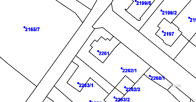 Parcela st. 2261 v KÚ Rumburk, Katastrální mapa