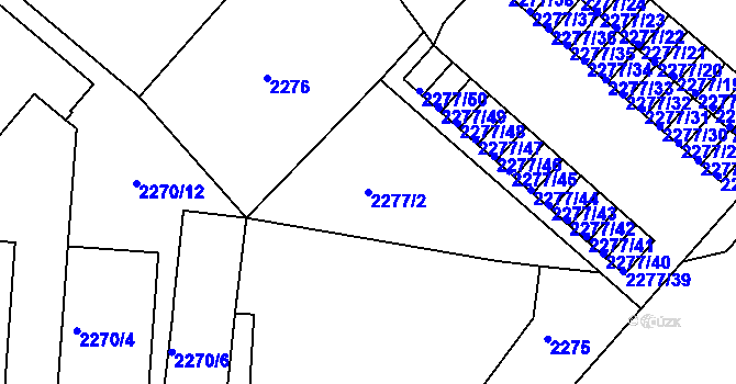 Parcela st. 2277/2 v KÚ Rumburk, Katastrální mapa