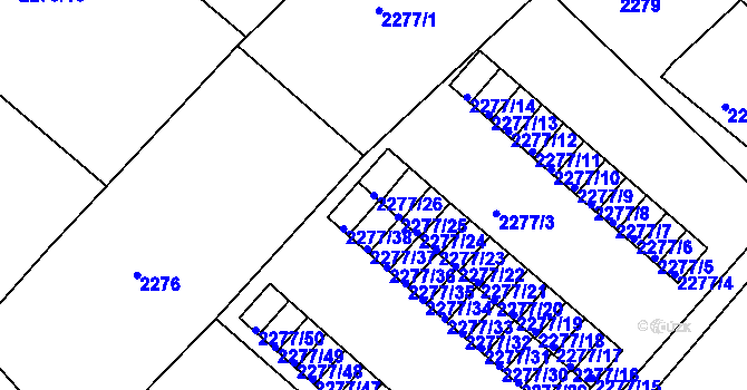 Parcela st. 2277/26 v KÚ Rumburk, Katastrální mapa