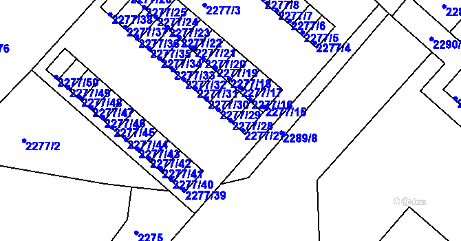 Parcela st. 2277/28 v KÚ Rumburk, Katastrální mapa