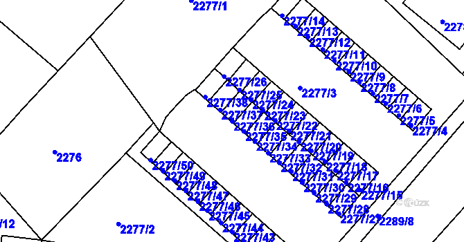 Parcela st. 2277/36 v KÚ Rumburk, Katastrální mapa