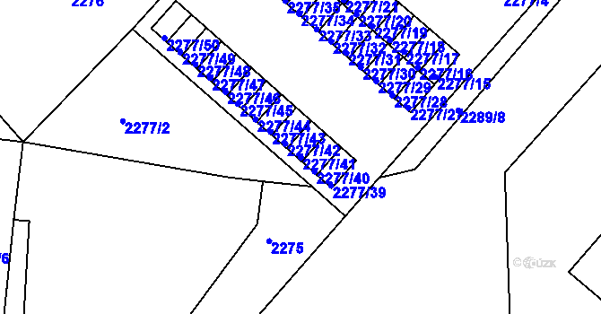 Parcela st. 2277/41 v KÚ Rumburk, Katastrální mapa