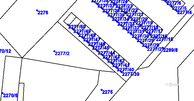 Parcela st. 2277/44 v KÚ Rumburk, Katastrální mapa
