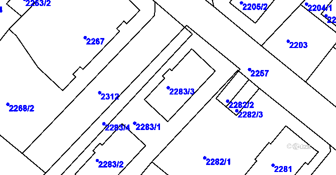 Parcela st. 2283/3 v KÚ Rumburk, Katastrální mapa