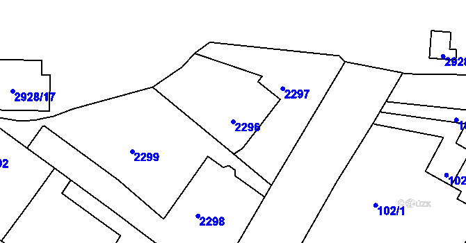 Parcela st. 2296 v KÚ Rumburk, Katastrální mapa
