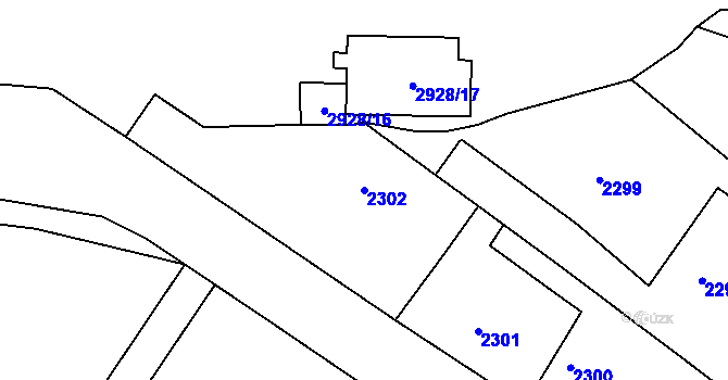 Parcela st. 2302 v KÚ Rumburk, Katastrální mapa