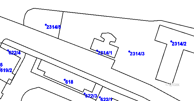 Parcela st. 2314/1 v KÚ Rumburk, Katastrální mapa