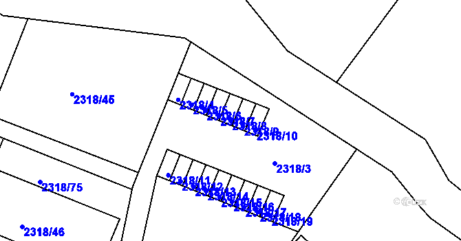 Parcela st. 2318/8 v KÚ Rumburk, Katastrální mapa