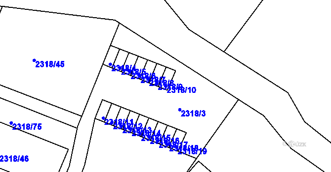 Parcela st. 2318/10 v KÚ Rumburk, Katastrální mapa