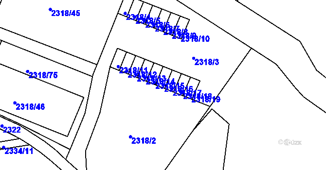 Parcela st. 2318/16 v KÚ Rumburk, Katastrální mapa