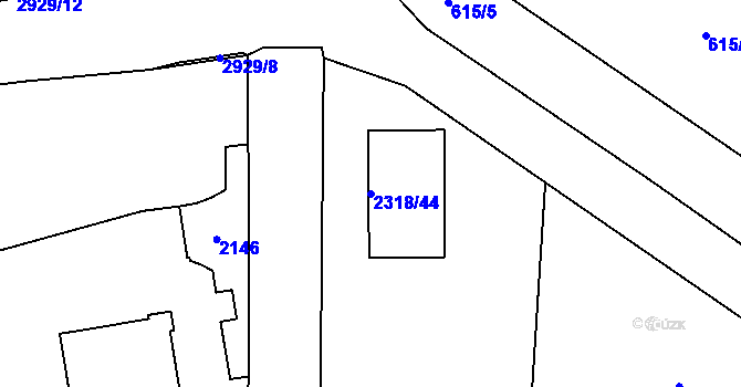 Parcela st. 2318/44 v KÚ Rumburk, Katastrální mapa