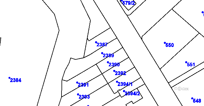 Parcela st. 2389 v KÚ Rumburk, Katastrální mapa