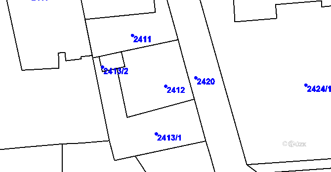 Parcela st. 2412 v KÚ Rumburk, Katastrální mapa