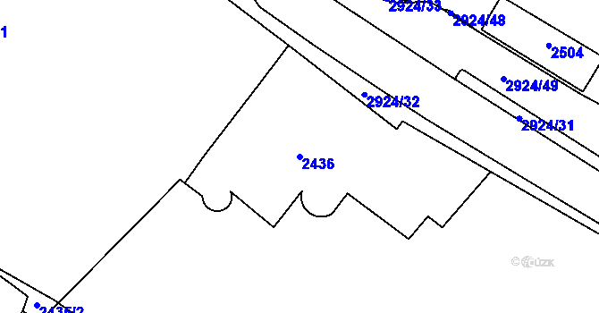 Parcela st. 2436 v KÚ Rumburk, Katastrální mapa