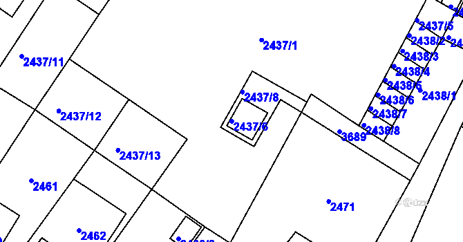 Parcela st. 2437/6 v KÚ Rumburk, Katastrální mapa