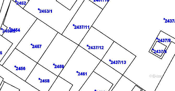 Parcela st. 2437/12 v KÚ Rumburk, Katastrální mapa