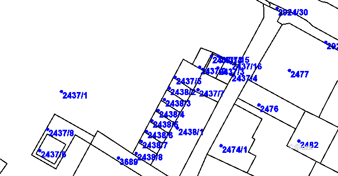 Parcela st. 2438/2 v KÚ Rumburk, Katastrální mapa