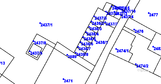 Parcela st. 2438/6 v KÚ Rumburk, Katastrální mapa