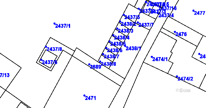 Parcela st. 2438/7 v KÚ Rumburk, Katastrální mapa