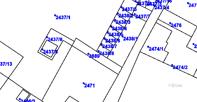 Parcela st. 2438/8 v KÚ Rumburk, Katastrální mapa