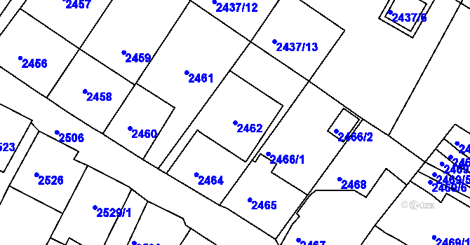 Parcela st. 2462 v KÚ Rumburk, Katastrální mapa