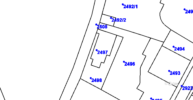 Parcela st. 2497 v KÚ Rumburk, Katastrální mapa