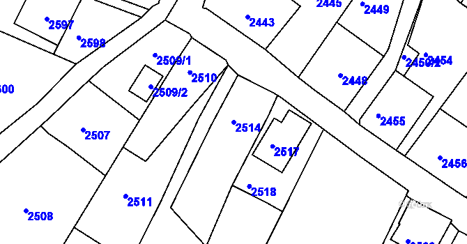 Parcela st. 2514 v KÚ Rumburk, Katastrální mapa