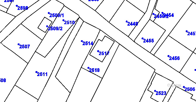 Parcela st. 2517 v KÚ Rumburk, Katastrální mapa