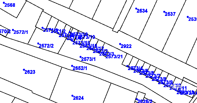 Parcela st. 2573/3 v KÚ Rumburk, Katastrální mapa