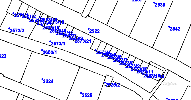 Parcela st. 2573/4 v KÚ Rumburk, Katastrální mapa