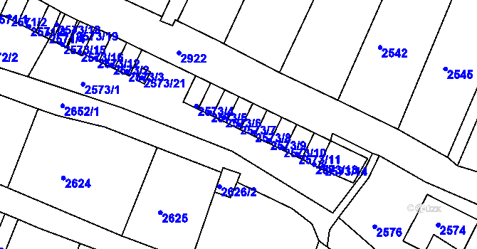 Parcela st. 2573/7 v KÚ Rumburk, Katastrální mapa