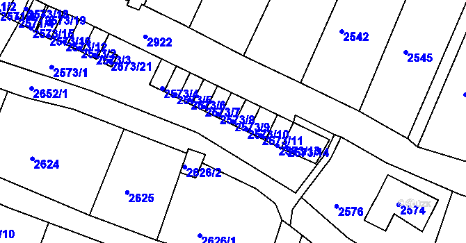 Parcela st. 2573/9 v KÚ Rumburk, Katastrální mapa