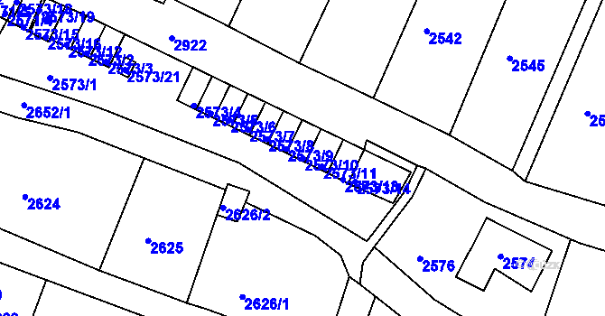Parcela st. 2573/10 v KÚ Rumburk, Katastrální mapa